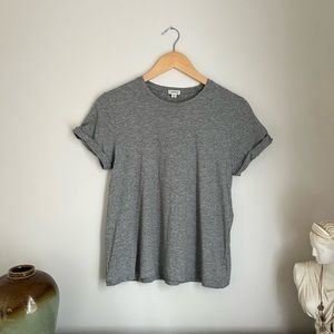 Cuyana small Heather grey tee - pima cotton crewneck